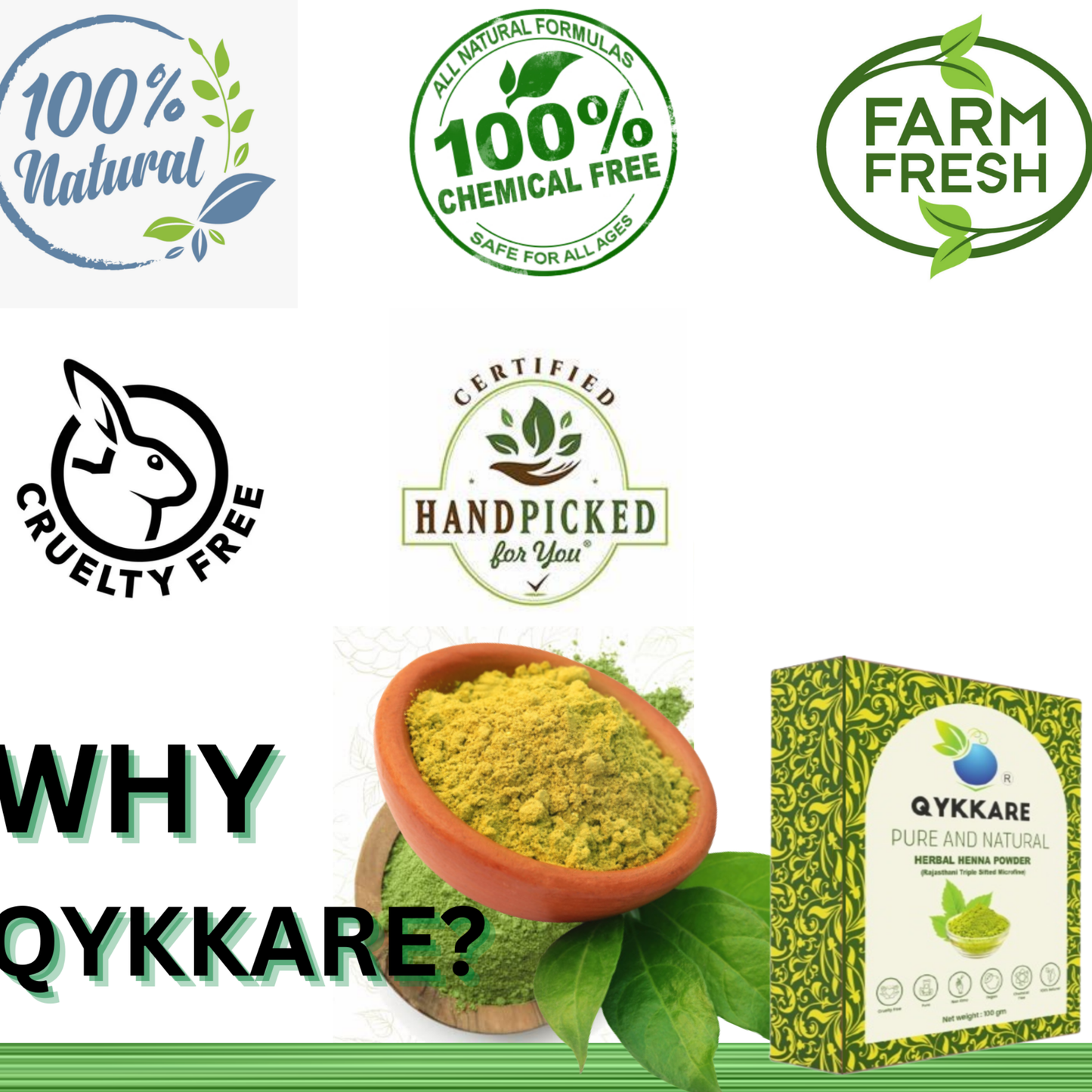 Qykkare Herbal Henna Powder Triple sifted microfine Pack of 4 (400gms)