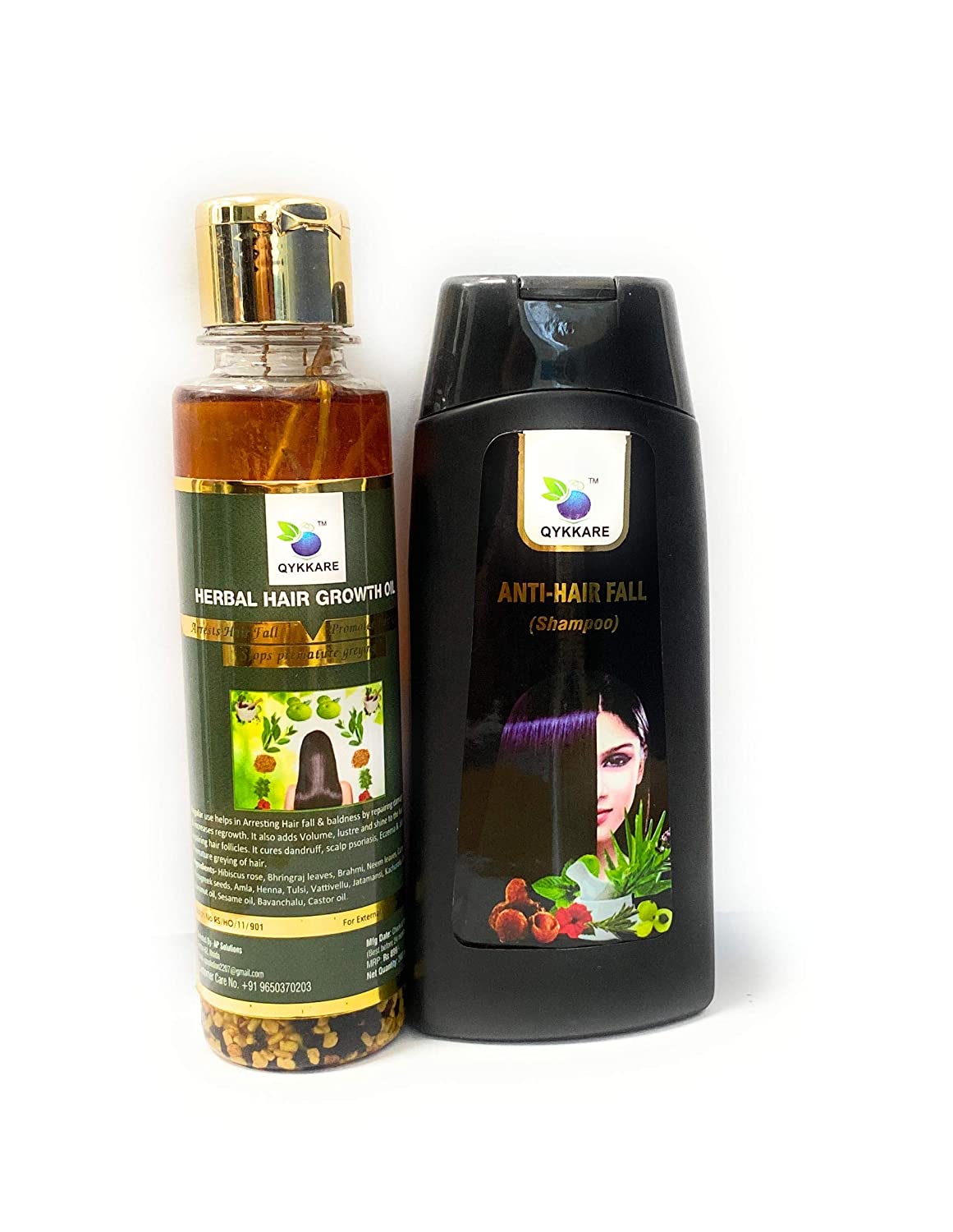 QYKKARE HAIR CARE SET - HAIR OIL & SHAMPOO (200 GM X2) = 400 GM