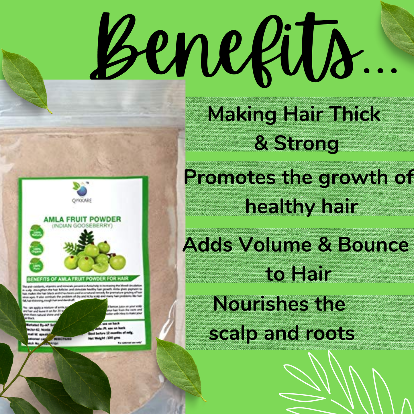 QYKKARE Premium Amla Fruit Powder 100% Natural -100 gms