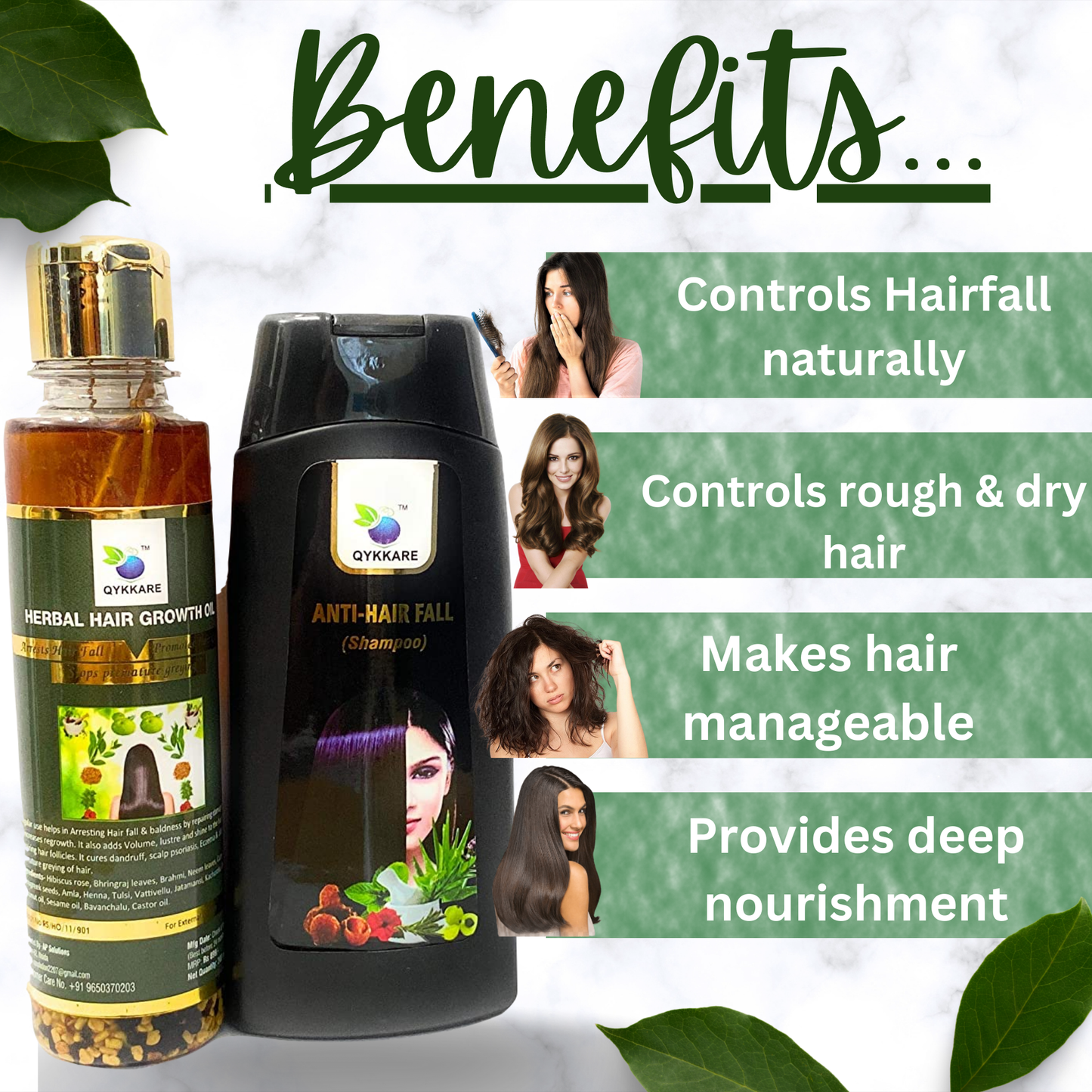 QYKKARE HAIR CARE SET - HAIR OIL & SHAMPOO (200 GM X2) = 400 GM