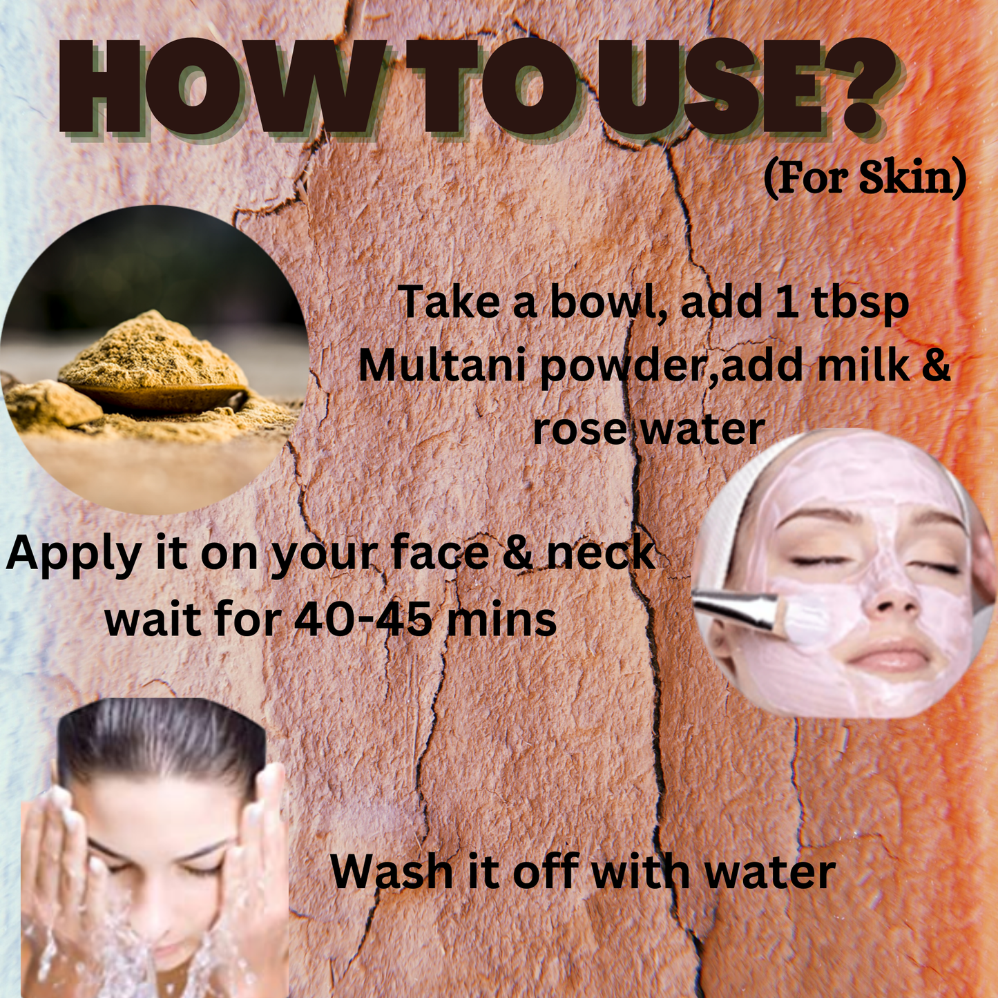 QYKKARE - Multani Mitti For Face Pack, (100gm X 3 = 300 gm)