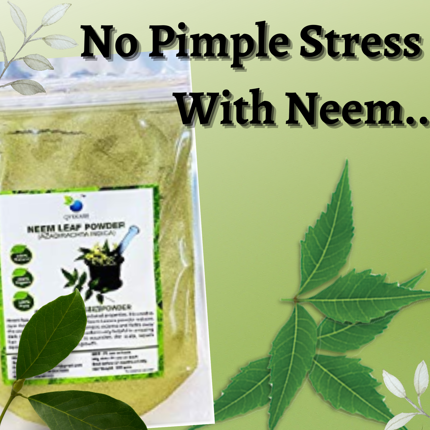 QYKKARE Premium Neem Leaf Powder (200gm =100gm X 2) 100% Pure & Natural