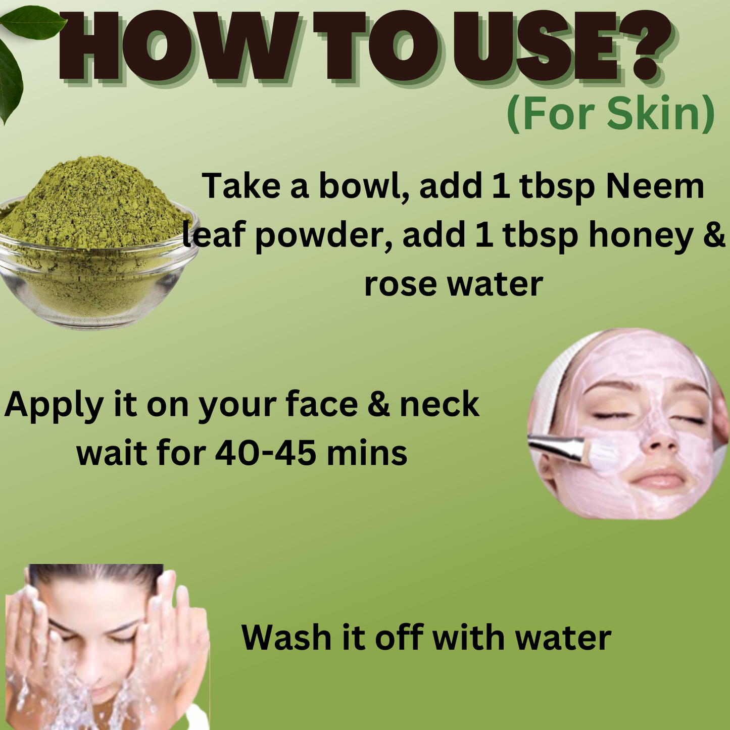 QYKKARE Premium Neem Leaf Powder (200gm =100gm X 2) 100% Pure & Natural