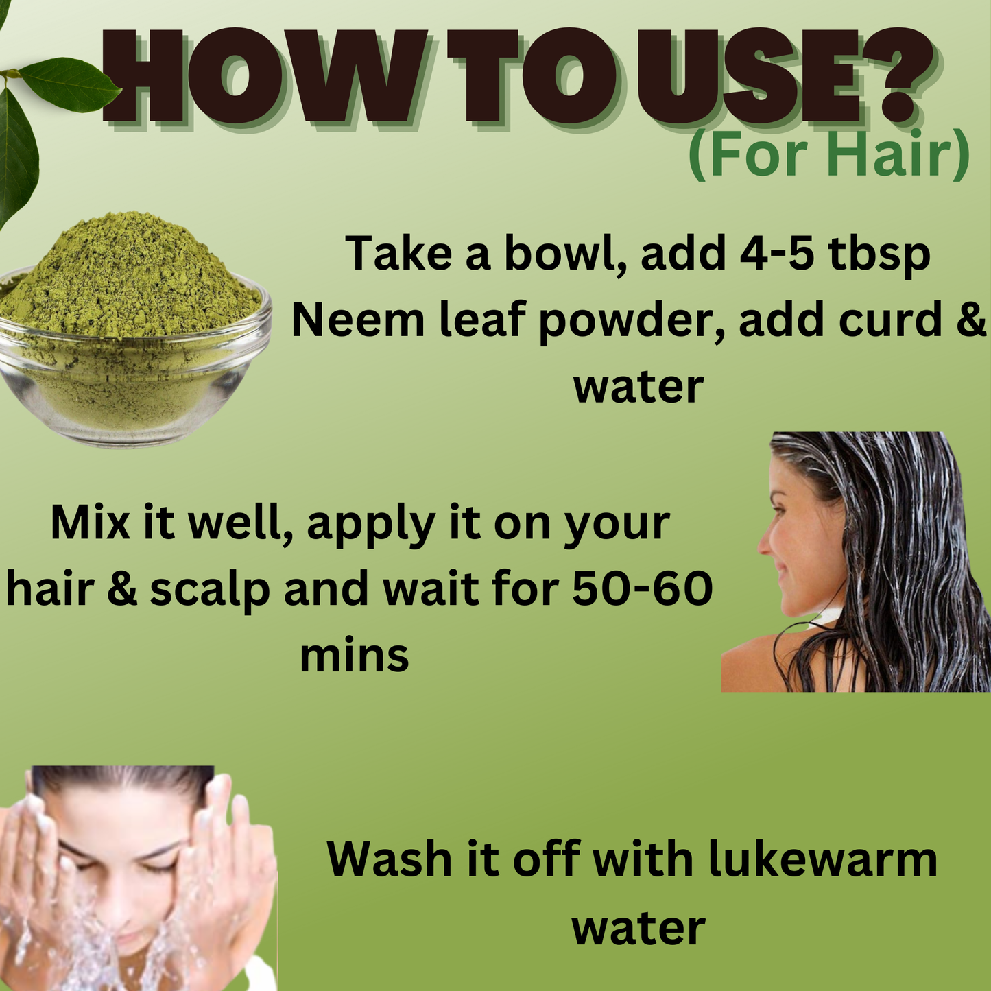 QYKKARE Premium Neem Leaf Powder (200gm =100gm X 2) 100% Pure & Natural