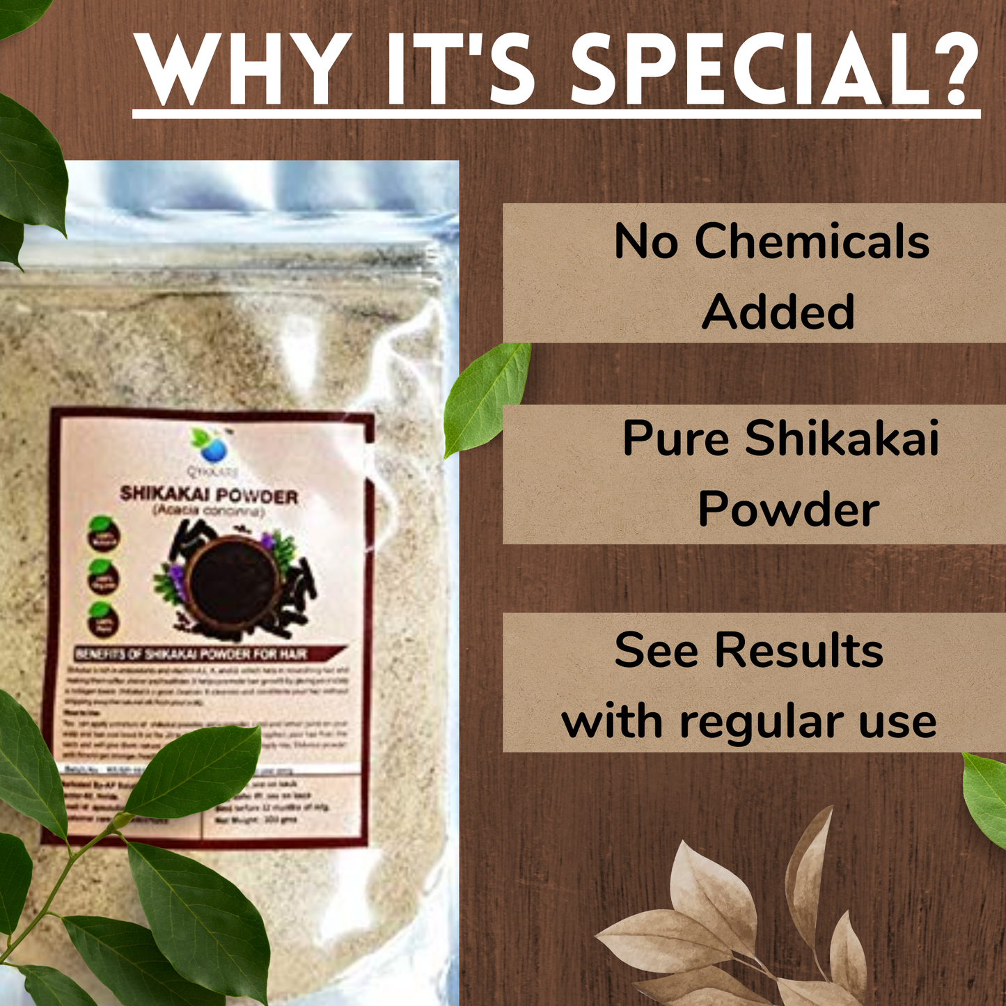 QYKKARE Premium Shikakai powder for hair growth - Pack of 2 (200 gms)