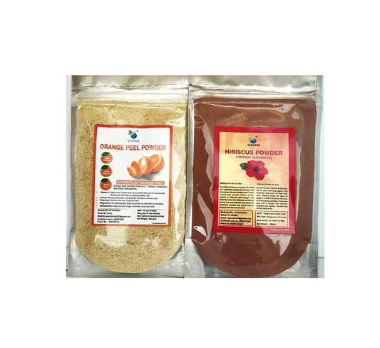 QYKKARE Hibiscus and Orange Peel Powder Combo Pack (100 gm X 2)