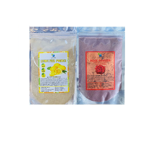 QYKKARE Skin Toning Kit (100 gm X 2) - Rose Powder & Lemon Powder