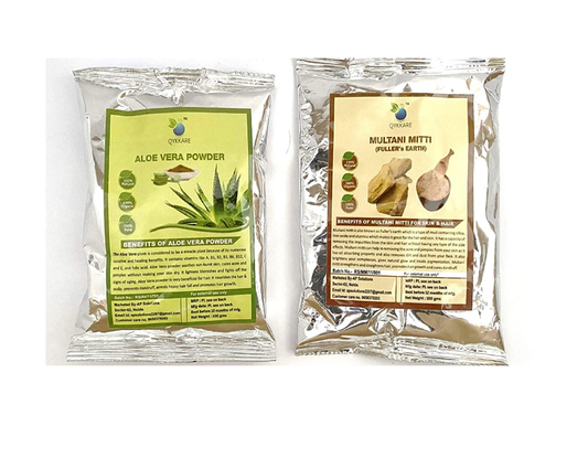 QYKKARE Skin Brightening Pack For Oily Skin - Aloevera & Multani (100gm X 2)