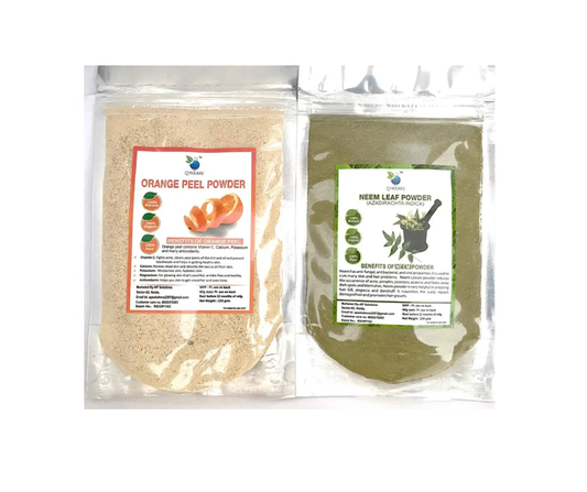 QYKKARE Orange Peel and Neem Leaf Powder Combo Pack (100 Gram X 2)